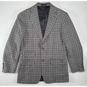 TALLIA Sport Coat‎ Blazer Flap Pocket Mens 38R Gray Plaid Wool Blend